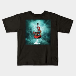 Awesome fantasy guitar with cute mermaids and tentacle Kids T-Shirt